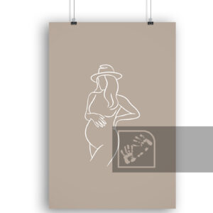 Αφίσα Τέχνης Φιγούρα Έγκυος Γυναίκα σε Line Art