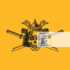 Διανυσματική Εικόνα Κρανίο Σαμουράι Σπαθί