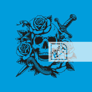 Κρανίο με Λουλούδια Φίδι και Μαχαίρι